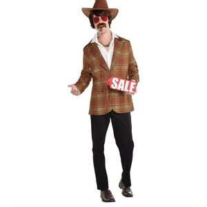 Sleazy Car Salesman 70s 80s Jacket & Accessories Kit Halloween Costume Mens NEW
